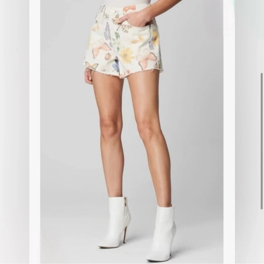 NWT BLANKNYC The Barrow Floral Butterfly Denim Shorts High Rise Raw Hem 29